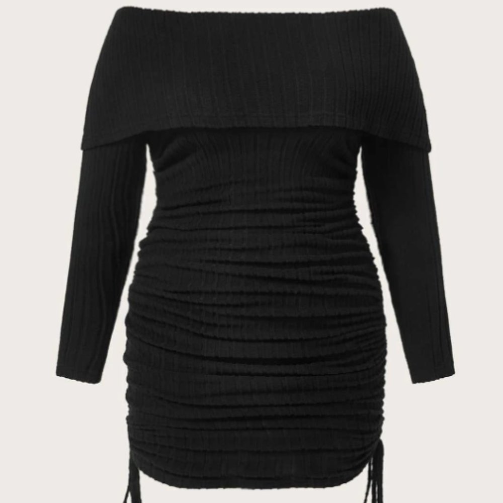 Off Shoulder Drawstring Side Dress NWOT